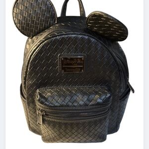Loungefly Black Woven Backpack with Ears